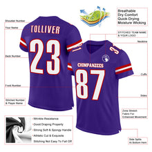 Load image into Gallery viewer, Custom Purple White-Red Mesh Authentic Football Jersey