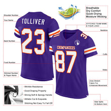 Load image into Gallery viewer, Custom Purple White-Orange Mesh Authentic Football Jersey
