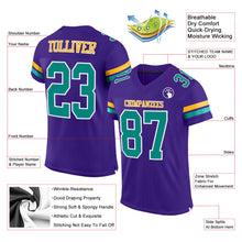 Load image into Gallery viewer, Custom Purple Aqua-Gold Mesh Authentic Football Jersey