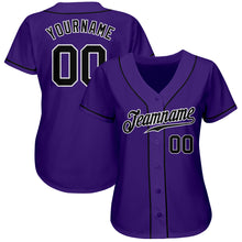 Load image into Gallery viewer, Custom Purple Black-White Authentic Baseball Jersey
