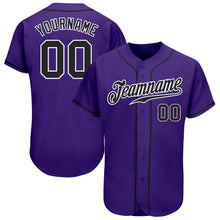 Load image into Gallery viewer, Custom Purple Black-White Authentic Baseball Jersey