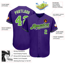 Load image into Gallery viewer, Custom Purple Neon Green-White Authentic Baseball Jersey
