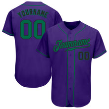 Load image into Gallery viewer, Custom Purple Kelly Green-Black Authentic Baseball Jersey