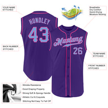 Load image into Gallery viewer, Custom Purple Light Blue-Pink Authentic Sleeveless Baseball Jersey