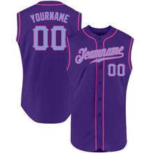 Load image into Gallery viewer, Custom Purple Light Blue-Pink Authentic Sleeveless Baseball Jersey