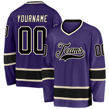 Load image into Gallery viewer, Custom Purple Black-Cream Hockey Jersey