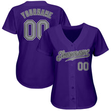 Load image into Gallery viewer, Custom Purple Gray-Black Authentic Baseball Jersey