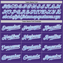 Load image into Gallery viewer, Custom Purple White Pinstripe Light Blue-White Authentic Baseball Jersey