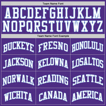Load image into Gallery viewer, Custom Purple White-Light Blue Authentic Throwback Basketball Jersey
