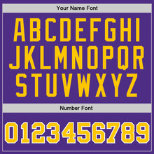 Load image into Gallery viewer, Custom Purple Gold-White Authentic Throwback Basketball Jersey