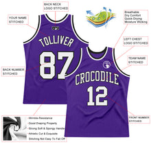 Load image into Gallery viewer, Custom Purple White-Black Authentic Throwback Basketball Jersey