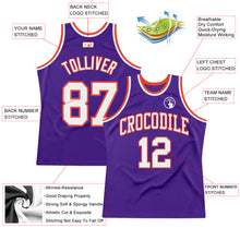 Load image into Gallery viewer, Custom Purple White-Orange Authentic Throwback Basketball Jersey