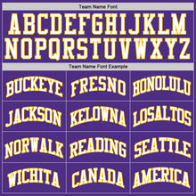 Load image into Gallery viewer, Custom Purple White-Gold Authentic Throwback Basketball Jersey