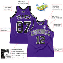 Load image into Gallery viewer, Custom Purple Black-White Authentic Throwback Basketball Jersey