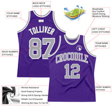Load image into Gallery viewer, Custom Purple Gray-White Authentic Throwback Basketball Jersey