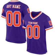 Load image into Gallery viewer, Custom Purple Orange-White Mesh Authentic Throwback Football Jersey