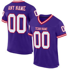 Load image into Gallery viewer, Custom Purple White-Red Mesh Authentic Throwback Football Jersey