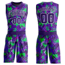 Load image into Gallery viewer, Custom Purple Purple-White Music Festival Round Neck Sublimation Basketball Suit Jersey
