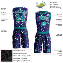 Load image into Gallery viewer, Custom Purple Aqua-White Music Festival Round Neck Sublimation Basketball Suit Jersey