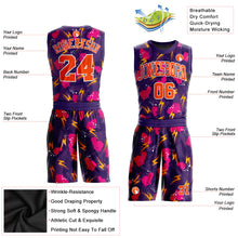 Load image into Gallery viewer, Custom Purple Orange-Gold Music Festival Round Neck Sublimation Basketball Suit Jersey