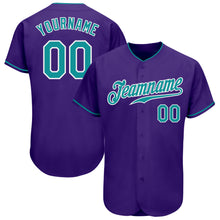 Load image into Gallery viewer, Custom Purple Teal-White Authentic Baseball Jersey