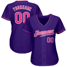 Load image into Gallery viewer, Custom Purple Pink-White Authentic Baseball Jersey