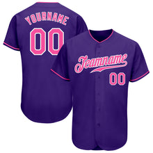 Load image into Gallery viewer, Custom Purple Pink-White Authentic Baseball Jersey
