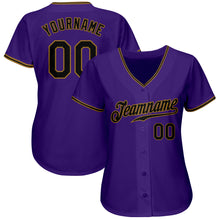 Load image into Gallery viewer, Custom Purple Black-Old Gold Authentic Baseball Jersey