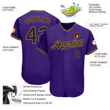 Load image into Gallery viewer, Custom Purple Black-Old Gold Authentic Baseball Jersey