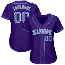 Load image into Gallery viewer, Custom Purple Light Blue-White Authentic Baseball Jersey