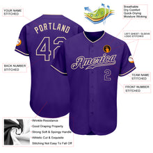 Load image into Gallery viewer, Custom Purple Purple-Cream Authentic Baseball Jersey