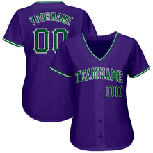 Load image into Gallery viewer, Custom Purple Kelly Green-White Authentic Baseball Jersey