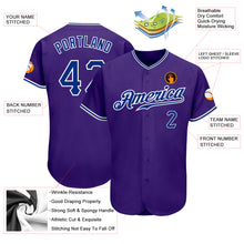 Load image into Gallery viewer, Custom Purple Royal-White Authentic Baseball Jersey