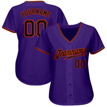 Load image into Gallery viewer, Custom Purple Black-Orange Authentic Baseball Jersey