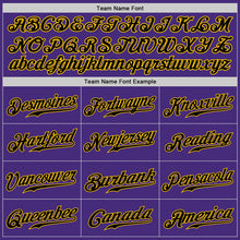 Load image into Gallery viewer, Custom Purple Black-Gold Authentic Baseball Jersey