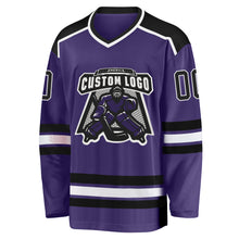 Load image into Gallery viewer, Custom Purple Black-White Hockey Jersey