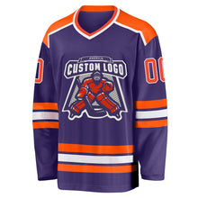 Load image into Gallery viewer, Custom Purple Orange-White Hockey Jersey