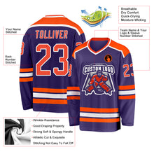 Load image into Gallery viewer, Custom Purple Orange-White Hockey Jersey