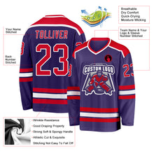 Load image into Gallery viewer, Custom Purple Red-White Hockey Jersey