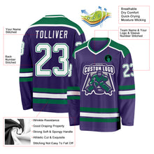 Load image into Gallery viewer, Custom Purple White-Kelly Green Hockey Jersey