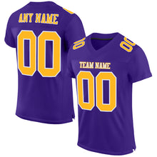 Load image into Gallery viewer, Custom Purple Gold-White Mesh Authentic Football Jersey
