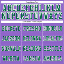 Load image into Gallery viewer, Custom Purple Kelly Green-White Stitched Cuffed Knit Hat