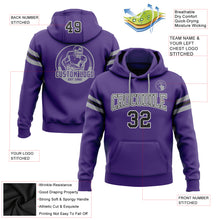 Load image into Gallery viewer, Custom Stitched Purple Black-Gray Football Pullover Sweatshirt Hoodie