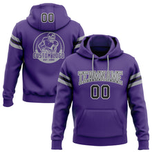 Load image into Gallery viewer, Custom Stitched Purple Black-Gray Football Pullover Sweatshirt Hoodie