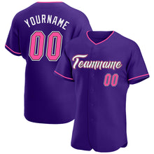 Load image into Gallery viewer, Custom Purple Pink-Black Authentic Baseball Jersey