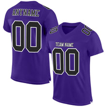 Load image into Gallery viewer, Custom Purple Black-White Mesh Authentic Football Jersey
