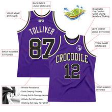 Load image into Gallery viewer, Custom Purple Black-Cream Authentic Throwback Basketball Jersey