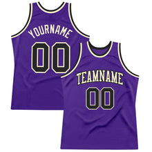 Load image into Gallery viewer, Custom Purple Black-Cream Authentic Throwback Basketball Jersey