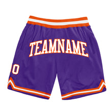 Load image into Gallery viewer, Custom Purple White-Orange Authentic Throwback Basketball Shorts