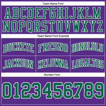 Load image into Gallery viewer, Custom Purple Kelly Green-White Authentic Throwback Basketball Shorts